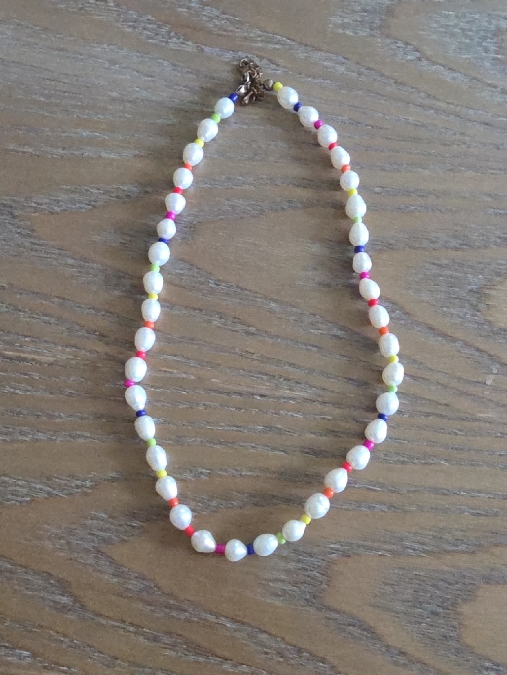 Freshwater Pearl Beaded Necklace with Multicolor Spacers